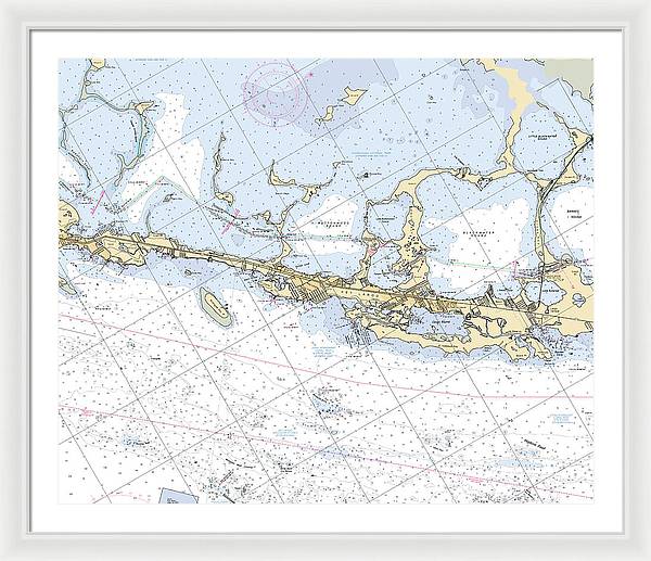 Key-largo -florida Nautical Chart _v6 - Framed Print