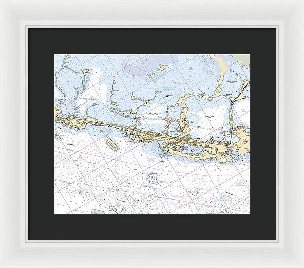 Key-largo -florida Nautical Chart _v6 - Framed Print