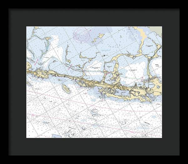 Key-largo -florida Nautical Chart _v6 - Framed Print