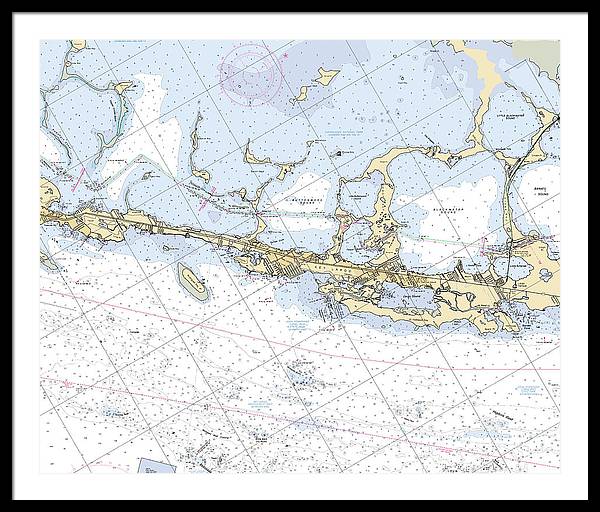 Key-largo -florida Nautical Chart _v6 - Framed Print