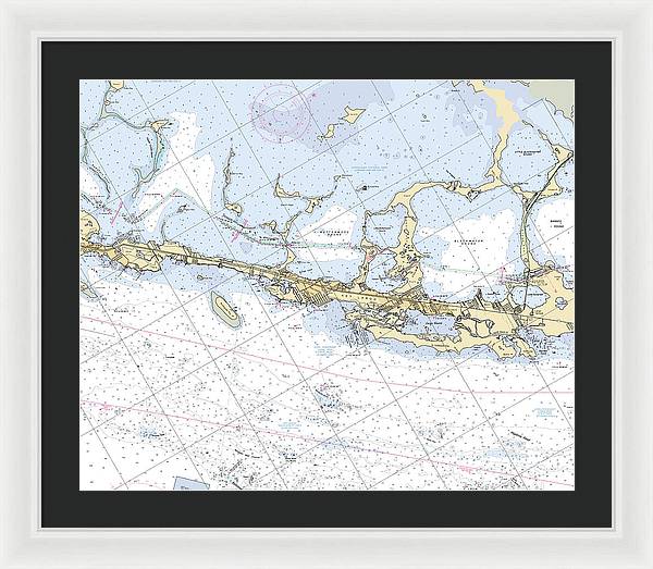 Key-largo -florida Nautical Chart _v6 - Framed Print