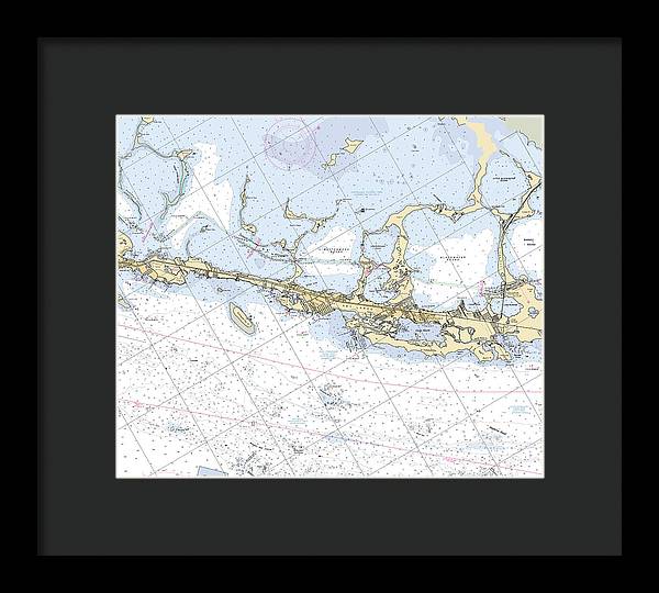 Key-largo -florida Nautical Chart _v6 - Framed Print