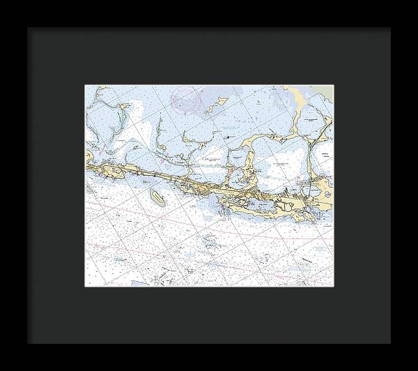 Key-largo -florida Nautical Chart _v6 - Framed Print