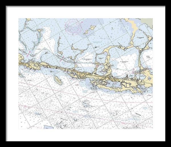 Key-largo -florida Nautical Chart _v6 - Framed Print