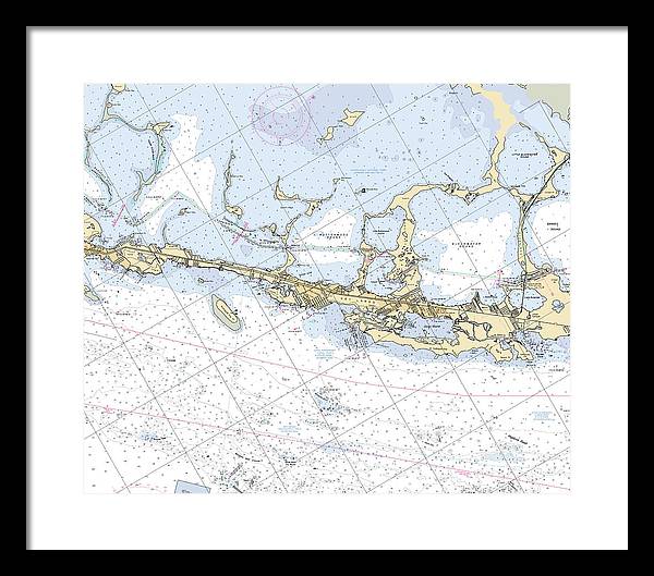 Key-largo -florida Nautical Chart _v6 - Framed Print