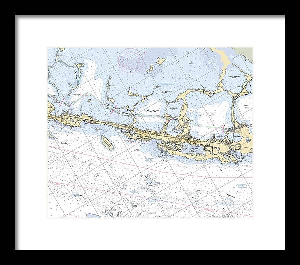 Key-largo -florida Nautical Chart _v6 - Framed Print