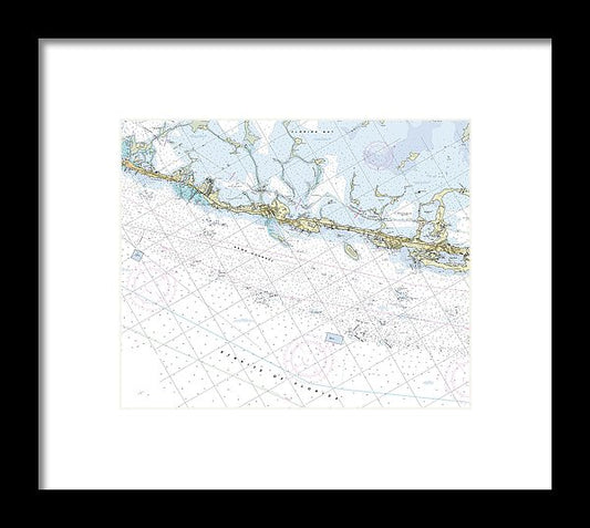 Key Largo Islamorada Florida Nautical Chart - Framed Print