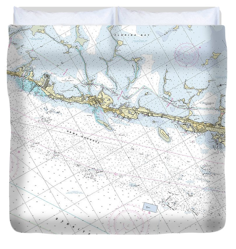 Key Largo Islamorada Florida Nautical Chart Duvet Cover