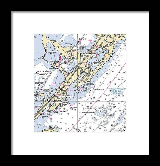 A beuatiful Framed Print of the Key Largo South-Florida Nautical Chart by SeaKoast