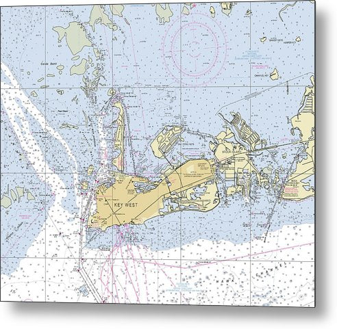 A beuatiful Metal Print of the Key West Florida Nautical Chart - Metal Print by SeaKoast.  100% Guarenteed!