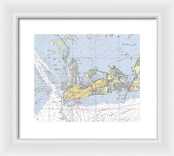 Key West Florida Nautical Chart - Framed Print
