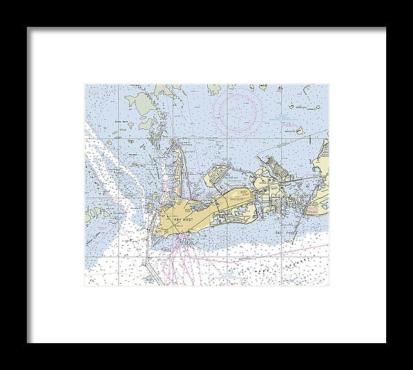 Key West Florida Nautical Chart Framed Print by SeaKoast