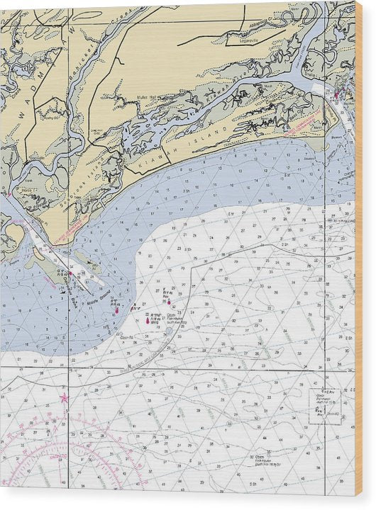 Kiawah Island-South Carolina Nautical Chart Wood Print