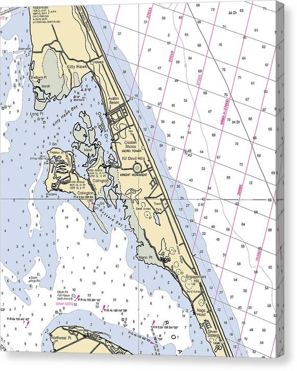 Kill Devil Hills-North Carolina Nautical Chart Canvas Print