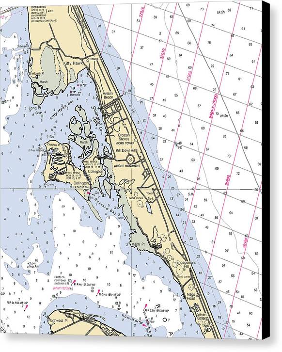 Kill Devil Hills-north Carolina Nautical Chart - Canvas Print