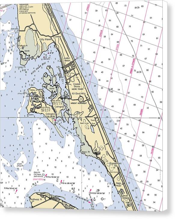 Kill Devil Hills-north Carolina Nautical Chart - Canvas Print