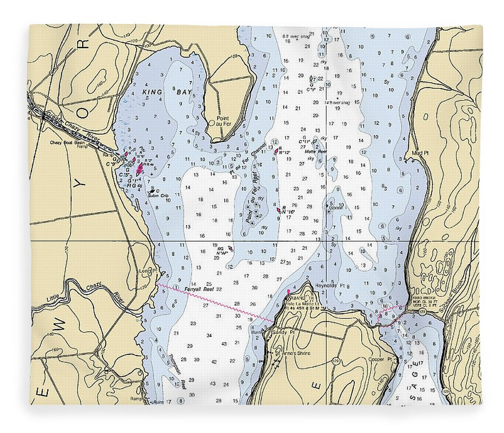 King Bay-lake Champlain Nautical Chart - Blanket | Nautical products ...