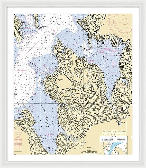 Kings Point-new York Nautical Chart - Framed Print