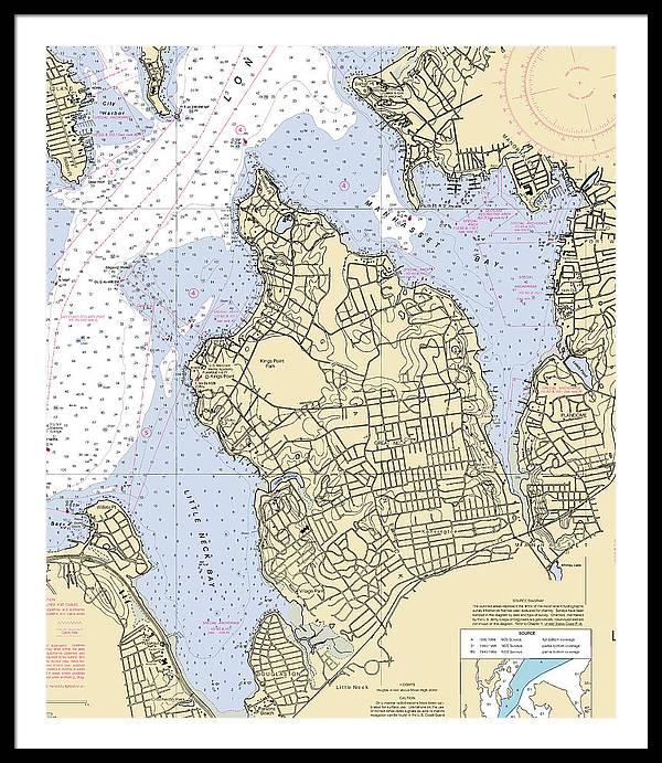 Kings Point-new York Nautical Chart - Framed Print