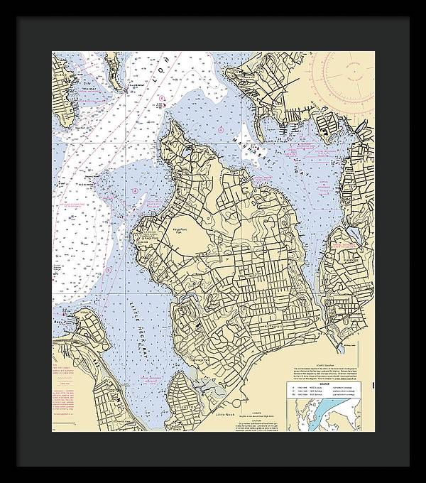 Kings Point-new York Nautical Chart - Framed Print