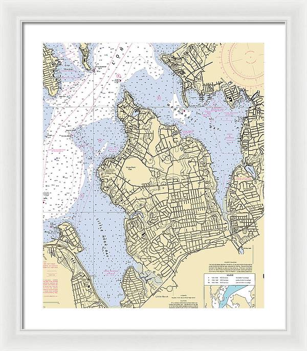 Kings Point-new York Nautical Chart - Framed Print