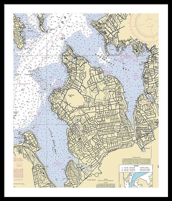 Kings Point-new York Nautical Chart - Framed Print