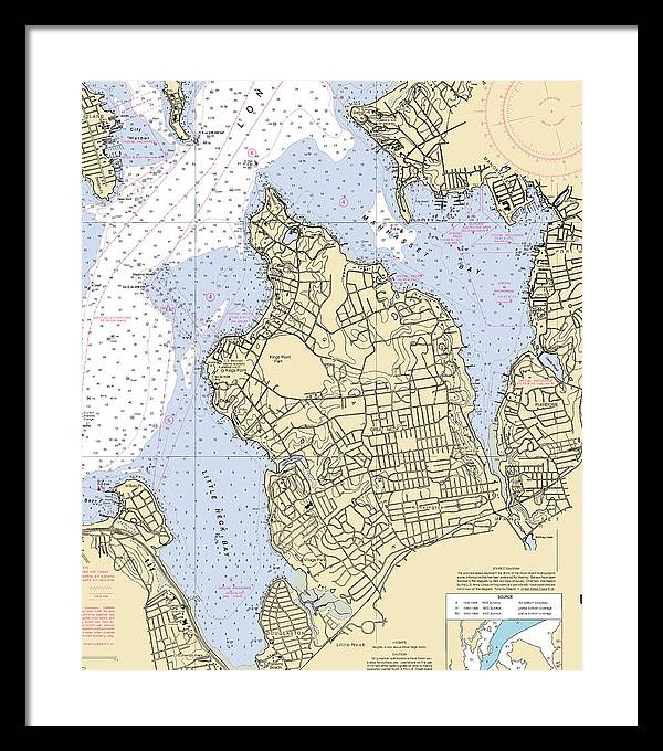 Kings Point-new York Nautical Chart - Framed Print