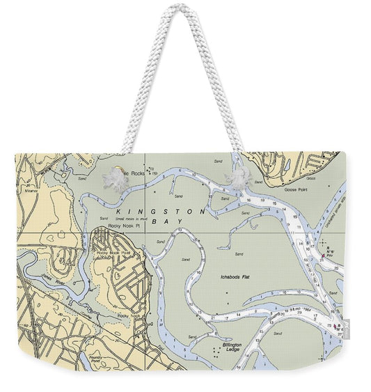 Kingston Bay-massachusetts Nautical Chart - Weekender Tote Bag