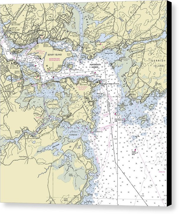 Kittery Maine Nautical Chart - Canvas Print