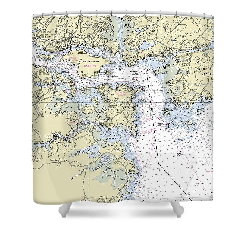 Kittery Maine Nautical Chart Shower Curtain