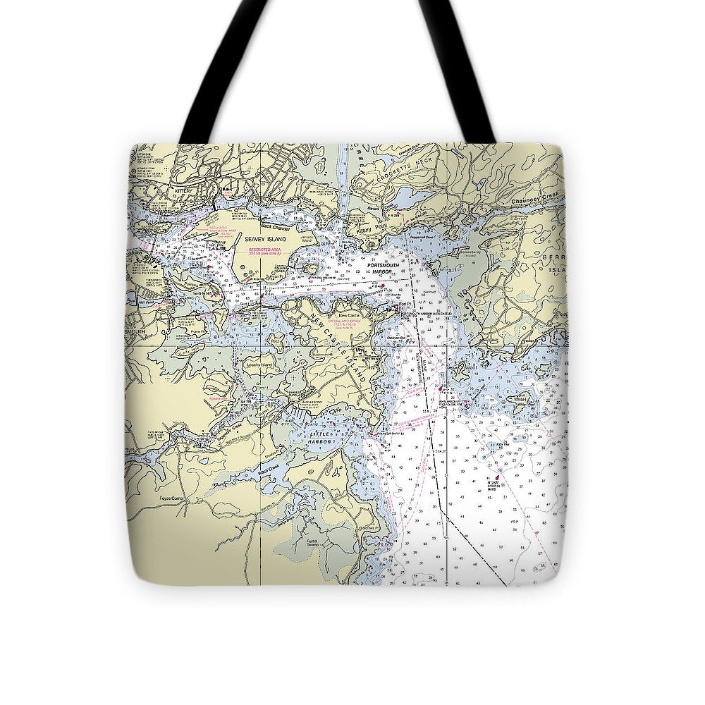 Kittery Maine Nautical Chart - Tote Bag