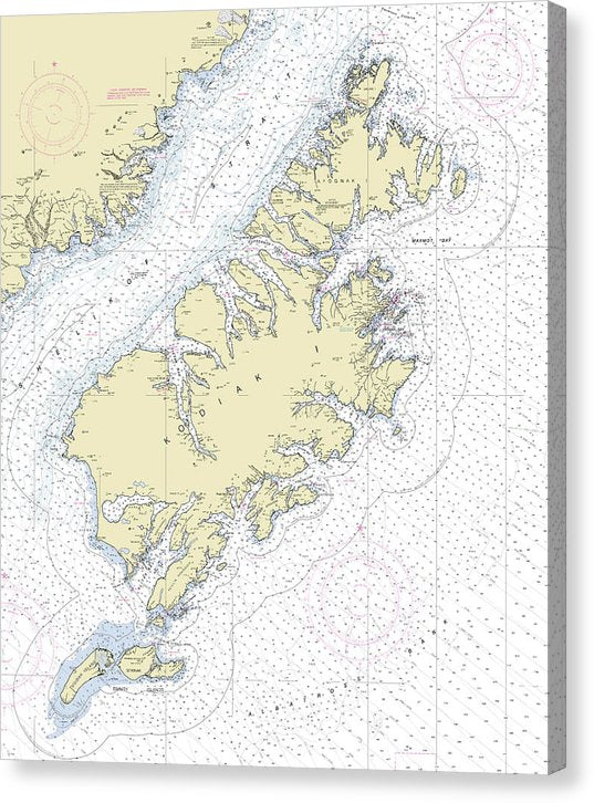 Kodiak Alaska Nautical Chart Canvas Print