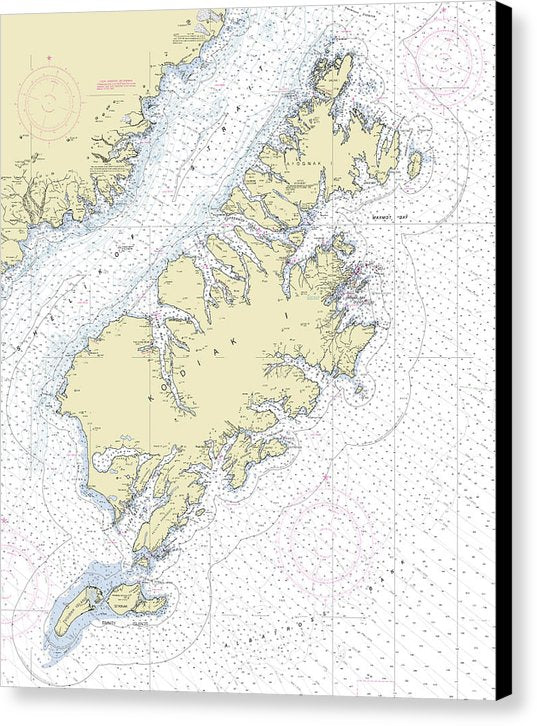 Kodiak Alaska Nautical Chart - Canvas Print