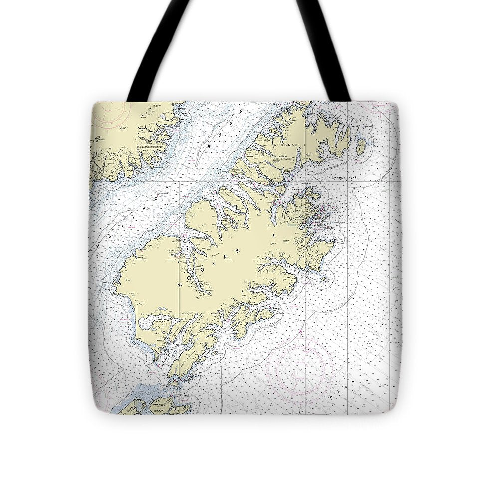 Kodiak Alaska Nautical Chart - Tote Bag