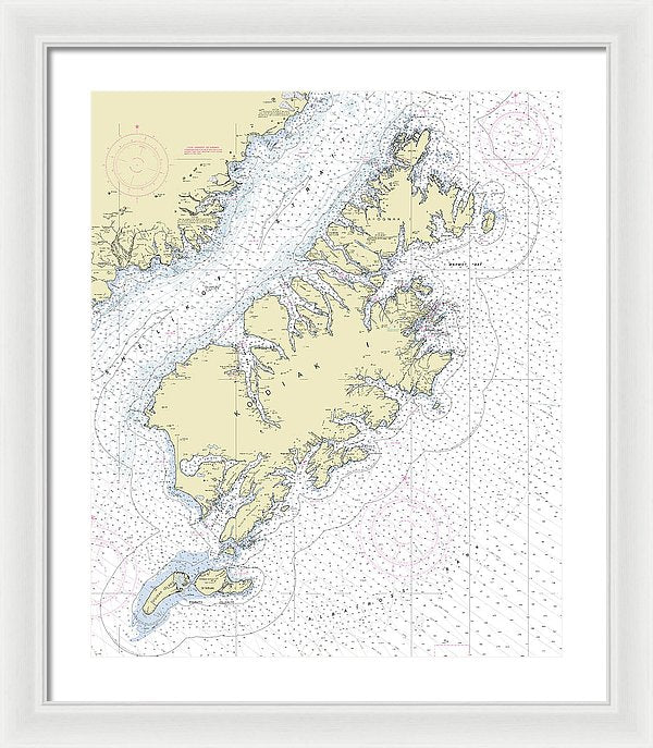 Kodiak Alaska Nautical Chart - Framed Print