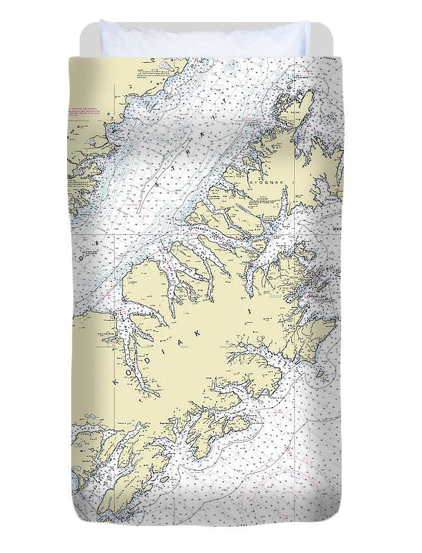 Kodiak Alaska Nautical Chart - Duvet Cover