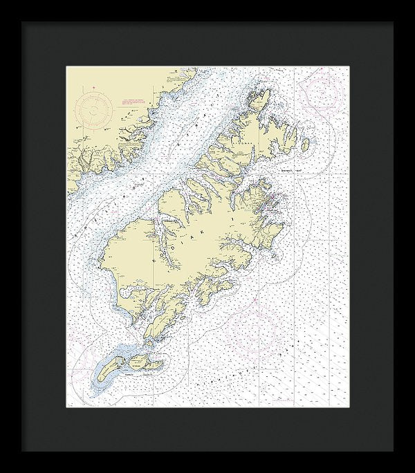 Kodiak Alaska Nautical Chart - Framed Print