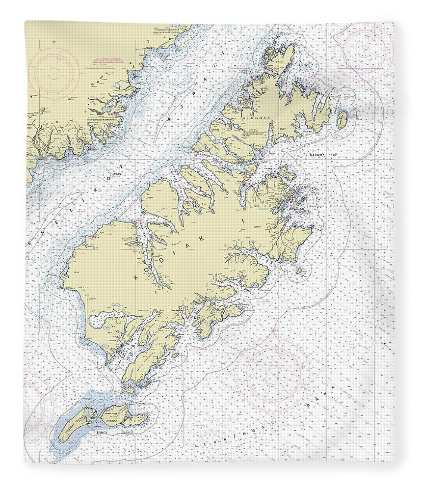 Kodiak Alaska Nautical Chart Blanket