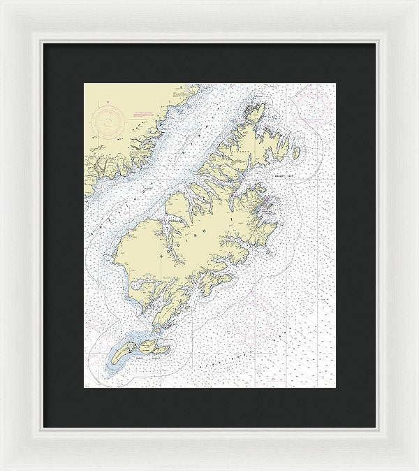 Kodiak Alaska Nautical Chart - Framed Print