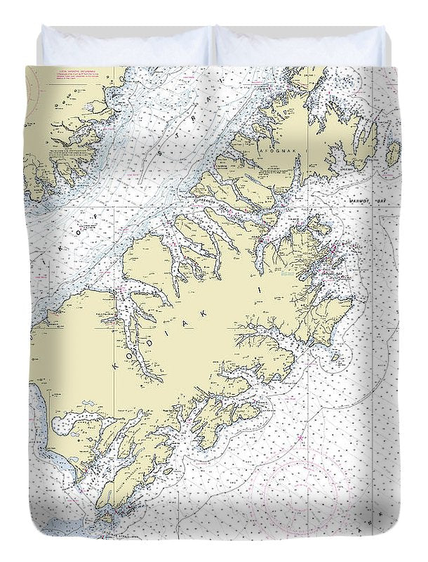 Kodiak Alaska Nautical Chart - Duvet Cover