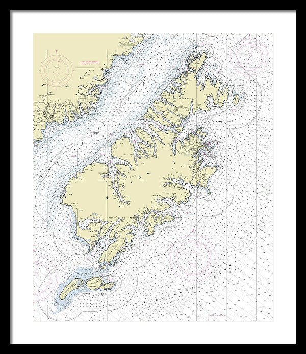 Kodiak Alaska Nautical Chart - Framed Print