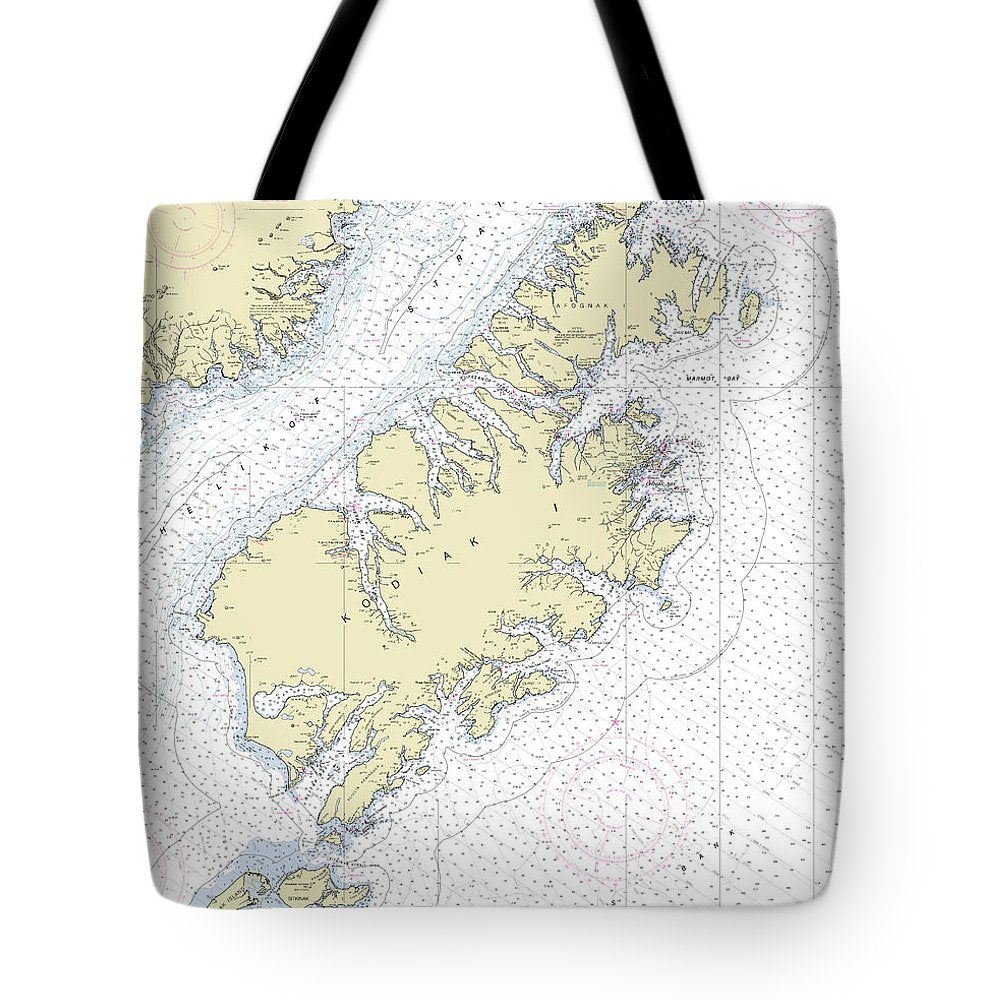 Kodiak Alaska Nautical Chart - Tote Bag
