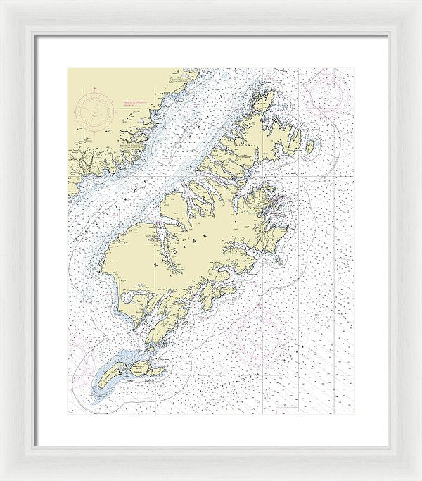 Kodiak Alaska Nautical Chart - Framed Print