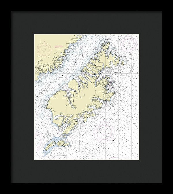 Kodiak Alaska Nautical Chart - Framed Print