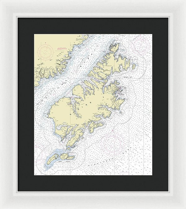 Kodiak Alaska Nautical Chart - Framed Print