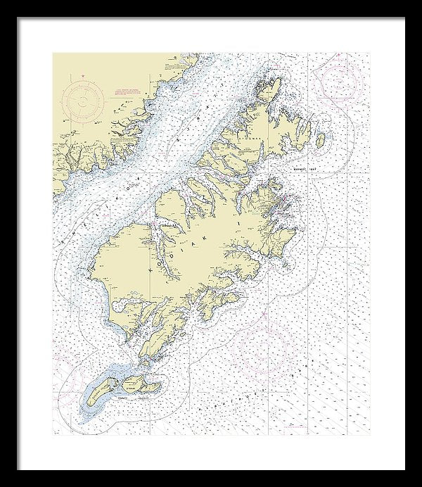 Kodiak Alaska Nautical Chart - Framed Print