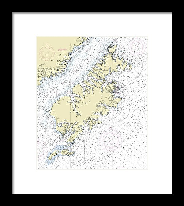 Kodiak Alaska Nautical Chart - Framed Print