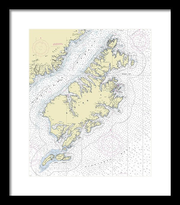 Kodiak Alaska Nautical Chart - Framed Print