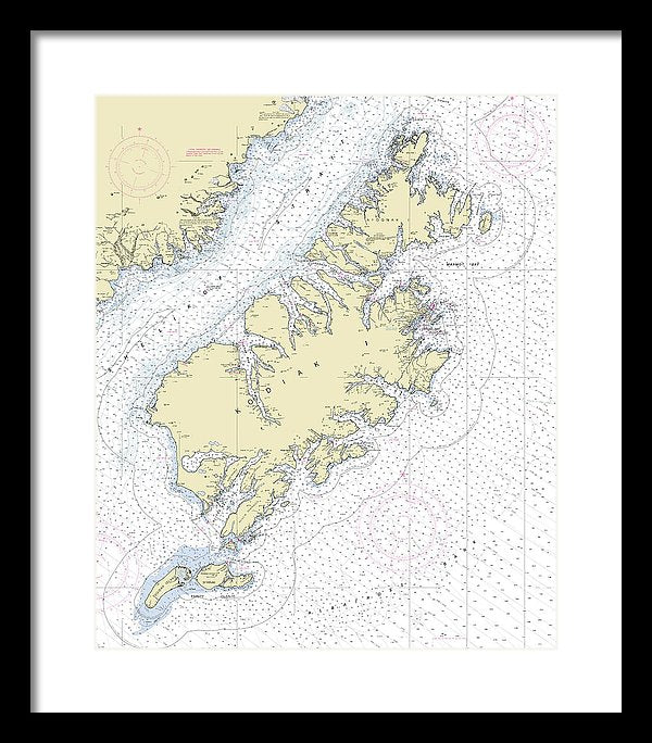 Kodiak Alaska Nautical Chart - Framed Print