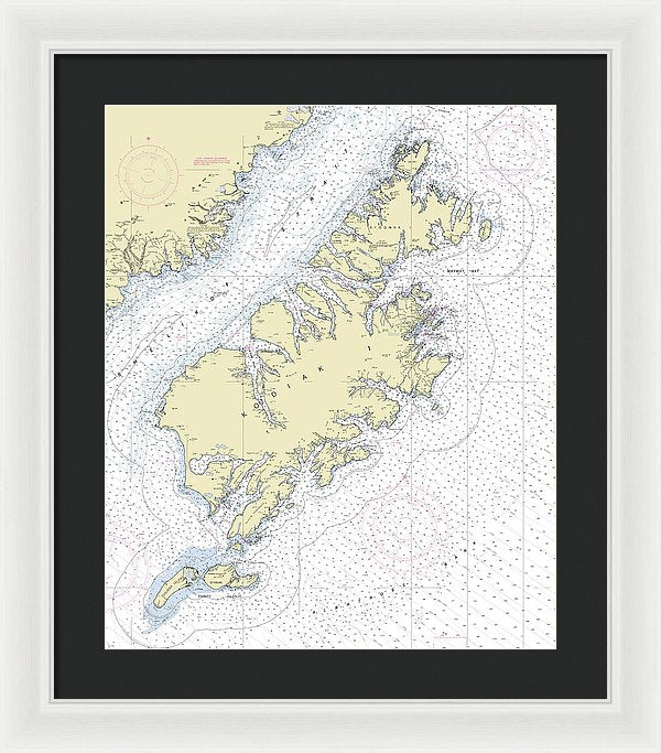 Kodiak Alaska Nautical Chart - Framed Print